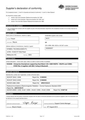 Supplier’s Declaration of Conformity