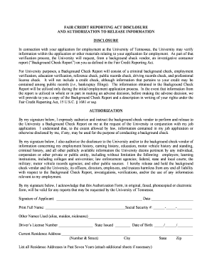 Fair Credit Reporting Act Disclosure and Authorization