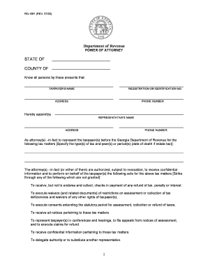 Georgia Power of Attorney Form RD-1061