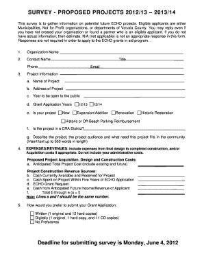 TEMPLATE FORM SURVEY PROPOSED PROJECTS 2012-2014 PROJECTS.doc