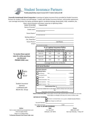 Evansville Laptop Insurance Form