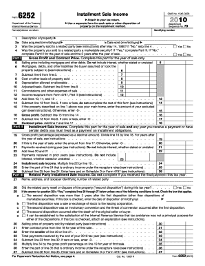 IRS Form 6252 Installment Sale Income