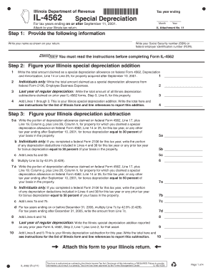 Illinois Special Depreciation Form IL-4562