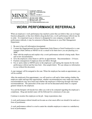 Work Performance Referral Letter