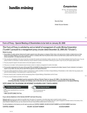 HBM/LUN Business Combination Form of Proxy - Lundin Mining