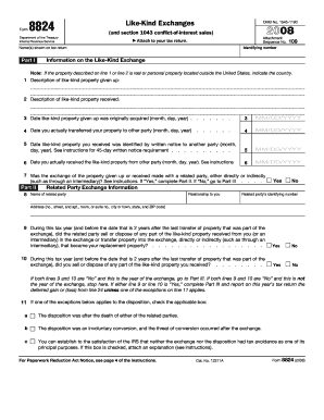 IRS Form 8824 Like-Kind Exchange