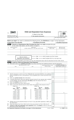 IRS Form 2441 Child and Dependent Care Expenses