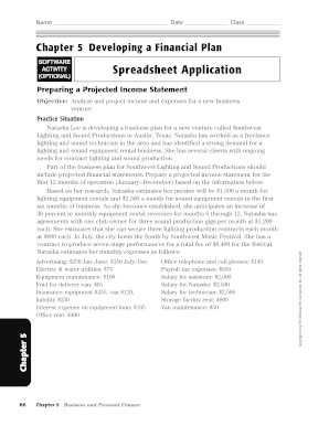 Projected Income Statement Template
