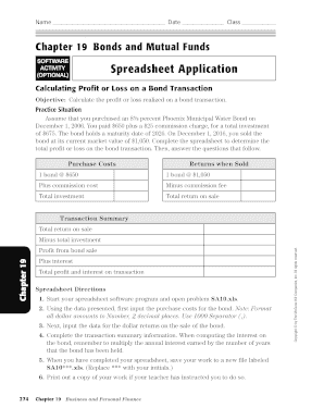 Bond Transaction Profit Loss Calculation Form