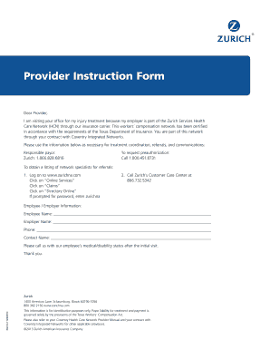 Provider Instruction Form