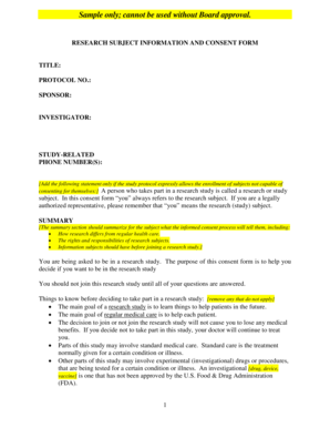 Research Subject Information and Consent Form
