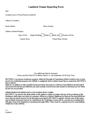 Landlord-Tenant Reporting Form