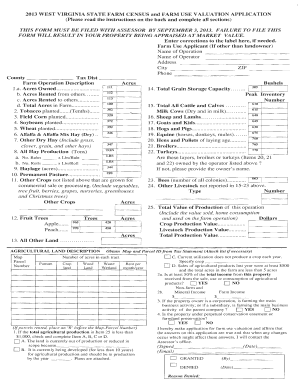 West Virginia Farm Use Valuation Application