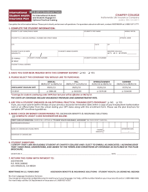 International Student Health Insurance Enrollment Form