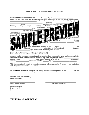 Assignment of Deed of Trust and Note