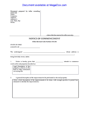 Ohio Notice of Commencement Form