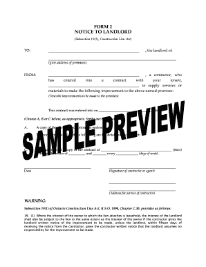 Notice to Landlord Form