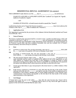 Residential Rental Agreement Alabama
