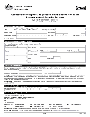Pharmaceutical Benefits Scheme Prescription Approval Application