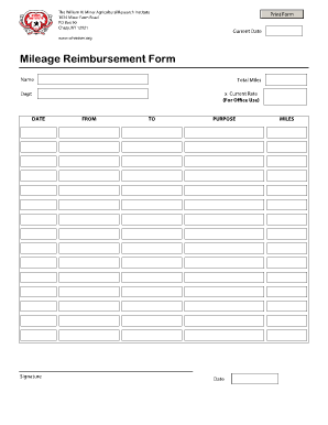 Mileage Reimbursement Form - Miner Institute