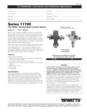 Watts Hot Water Temperature Control Valve Installation Form