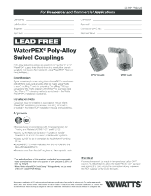 Watts WaterPEX Swivel Coupling Specification
