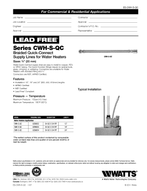 Watts Quick-Connect Supply Lines Form