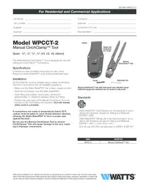 Watts Manual CinchClamp Tool Form