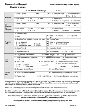 North Carolina Home Advantage Reservation Request