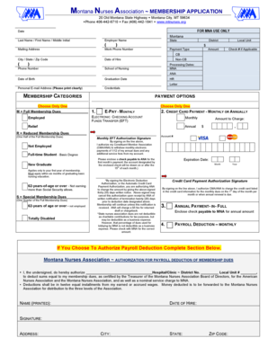 Montana Nurses Association Membership Application