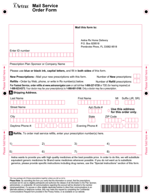 Aetna Rx Home Delivery Order Form