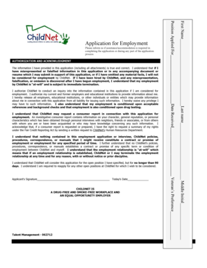 ChildNet Employment Application Form