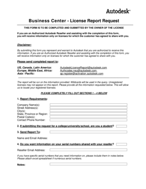 Autodesk License Report Request