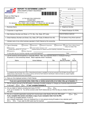 North Dakota Unemployment Insurance Liability Report