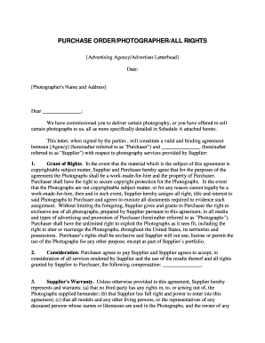 PURCHASE ORDER/PHOTOGRAPHER/ALL RIGHTS