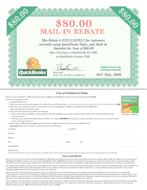 QuickBooks 2006 Mail-In Rebate Form