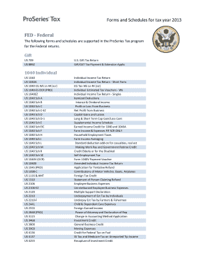 US Federal Tax Forms 2013