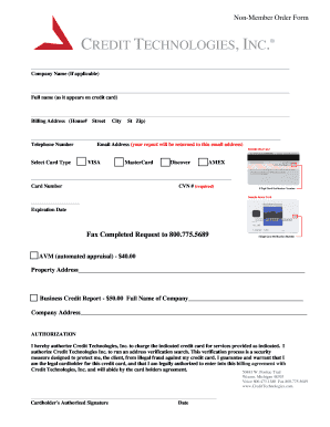 Non-Member Order Form