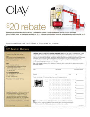 Olay $20 Mail-in Rebate Form