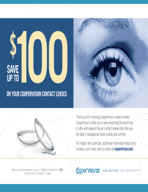 CooperVision Contact Lenses Rebate Form
