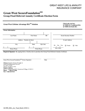 Great-West SecureFoundation Annuity Certificate Election Form