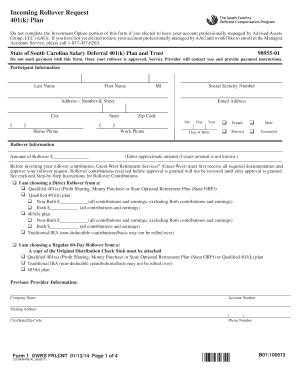 401(k) Incoming Rollover Request Form