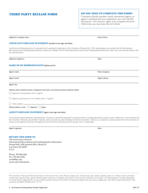 University of Kansas Third Party Release Form