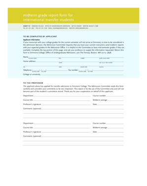Midterm Grade Report Form