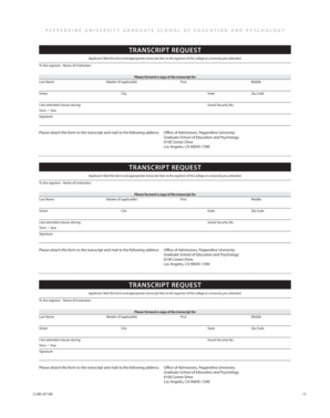 Pepperdine University Transcript Request Form