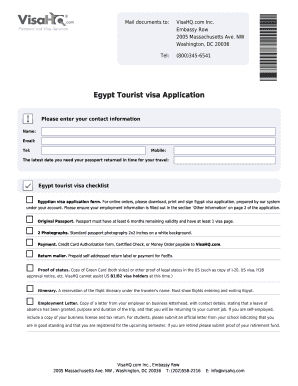 Egypt Tourist Visa Application