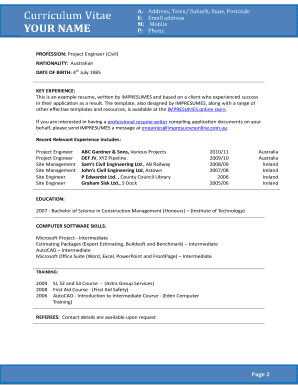 Resume Template for Project Engineer