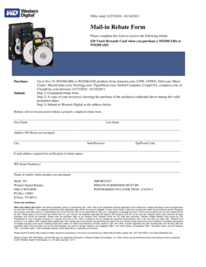 Western Digital Mail-in Rebate Form