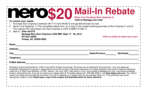 Burn Express 2 Mail-In Rebate Form