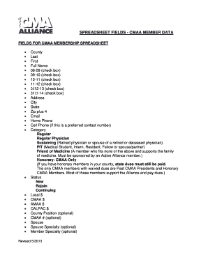 CMAA Membership Spreadsheet Template